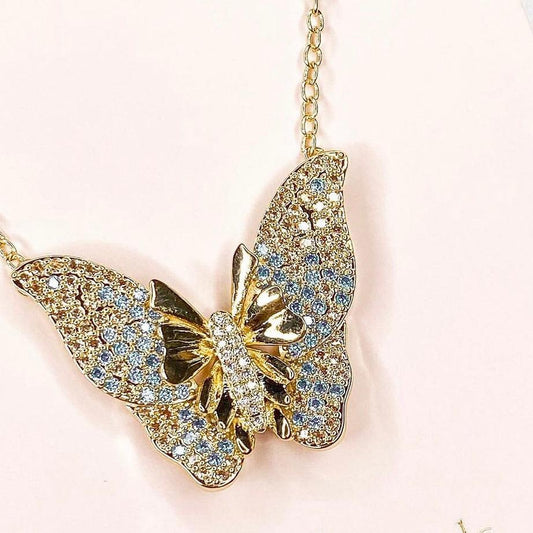 Butterfly Sparkle Necklace Gold - Posh Finds