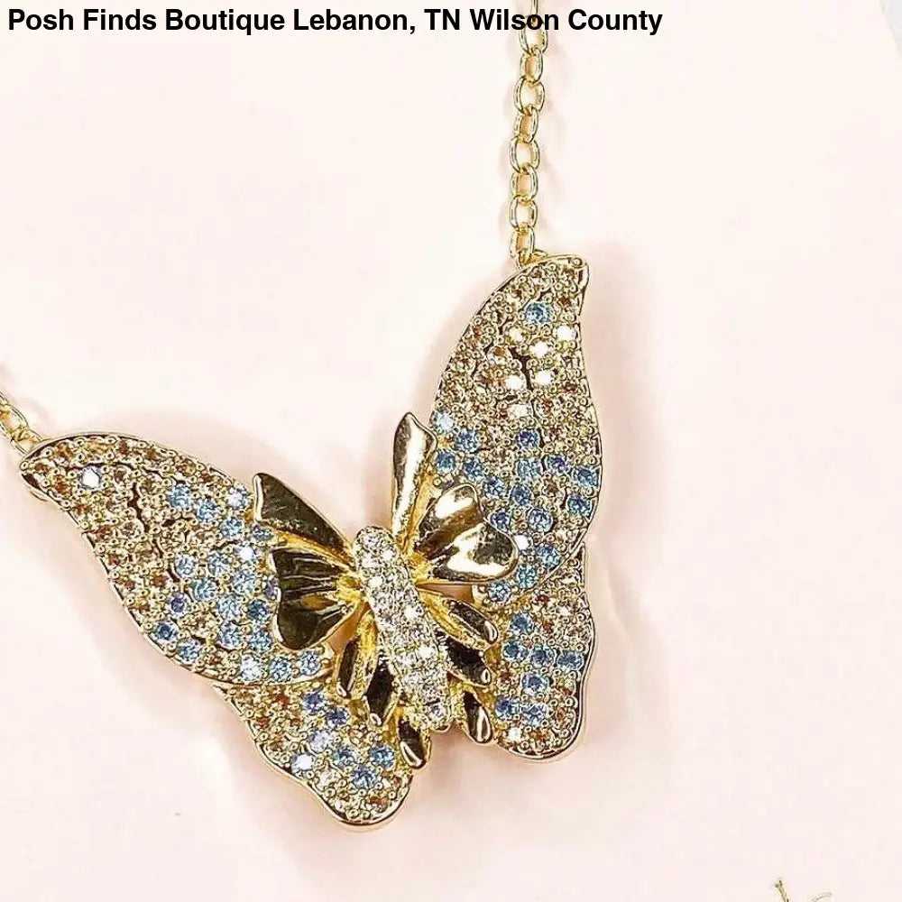 Butterfly Sparkle Necklace Gold - Posh Finds