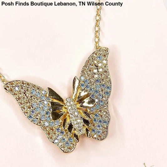 Butterfly Sparkle Necklace Gold - Posh Finds