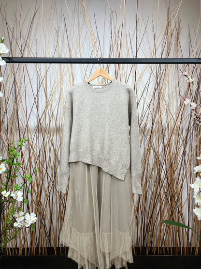 Asymmetric Fit Sweater & Dress Set: Grey