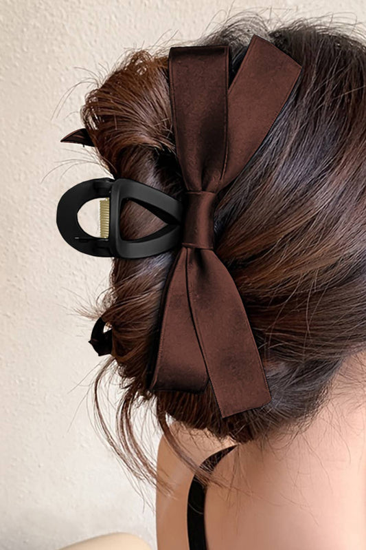 Bow Decor Large Hair Claw Clip: Coffee - Posh Finds