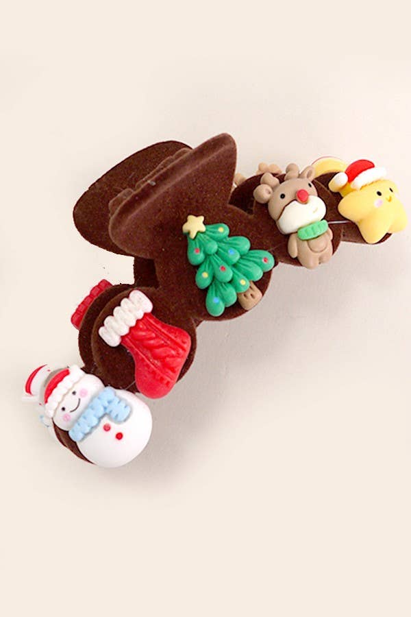 JUMBO CHRISTMAS HOLIDAY HAIR CLAW CLIPS | 40H802: Brown