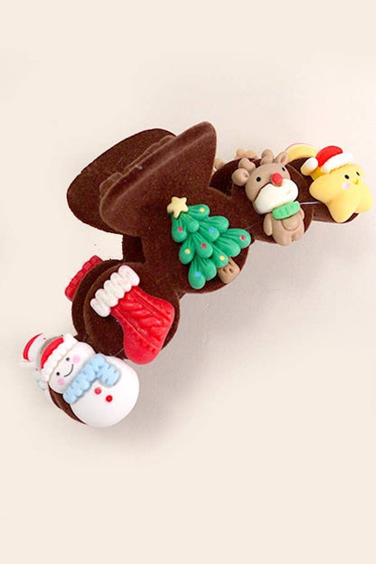 JUMBO CHRISTMAS HOLIDAY HAIR CLAW CLIPS | 40H802: Brown