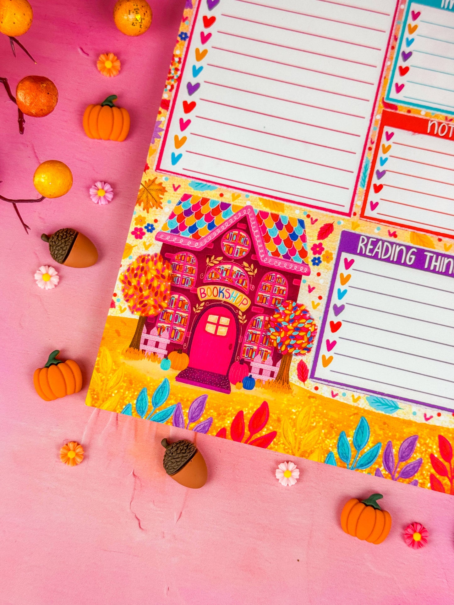 Fall Bookshop Daily Planner Notepad