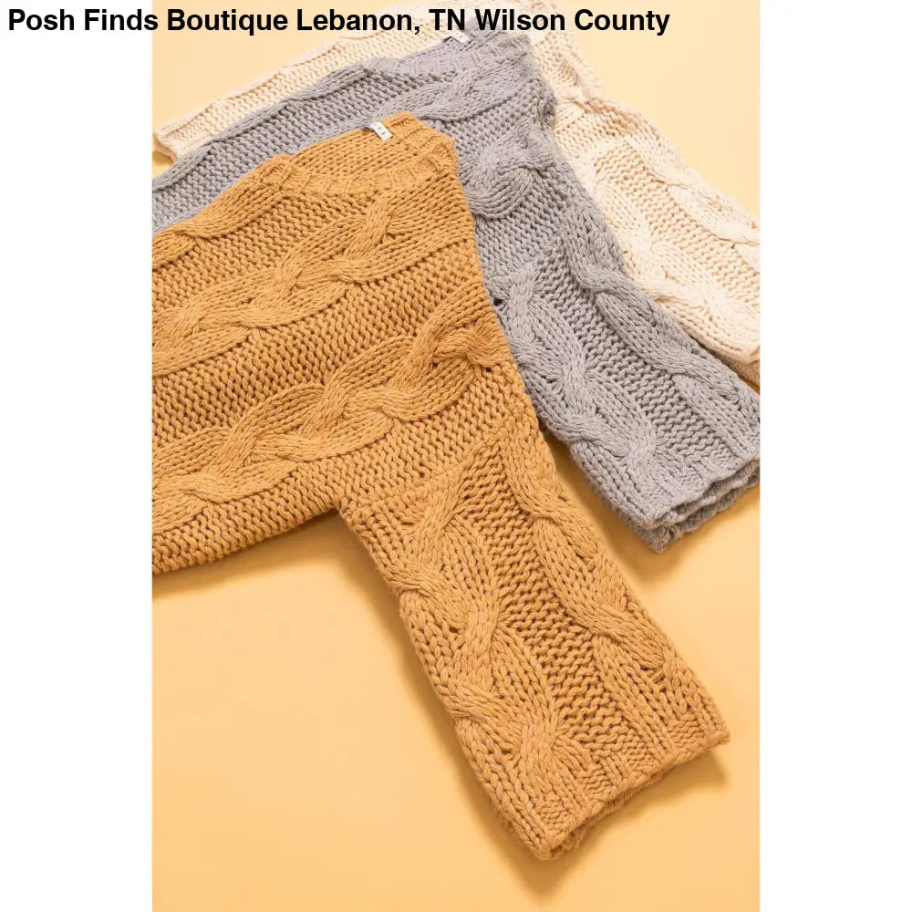 Cable Knit Oversized Sweater: TAUPE - Posh Finds
