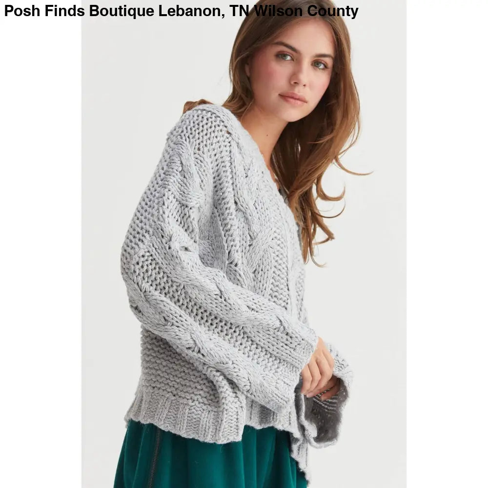 Cable Knit Oversized Sweater: TAUPE - Posh Finds