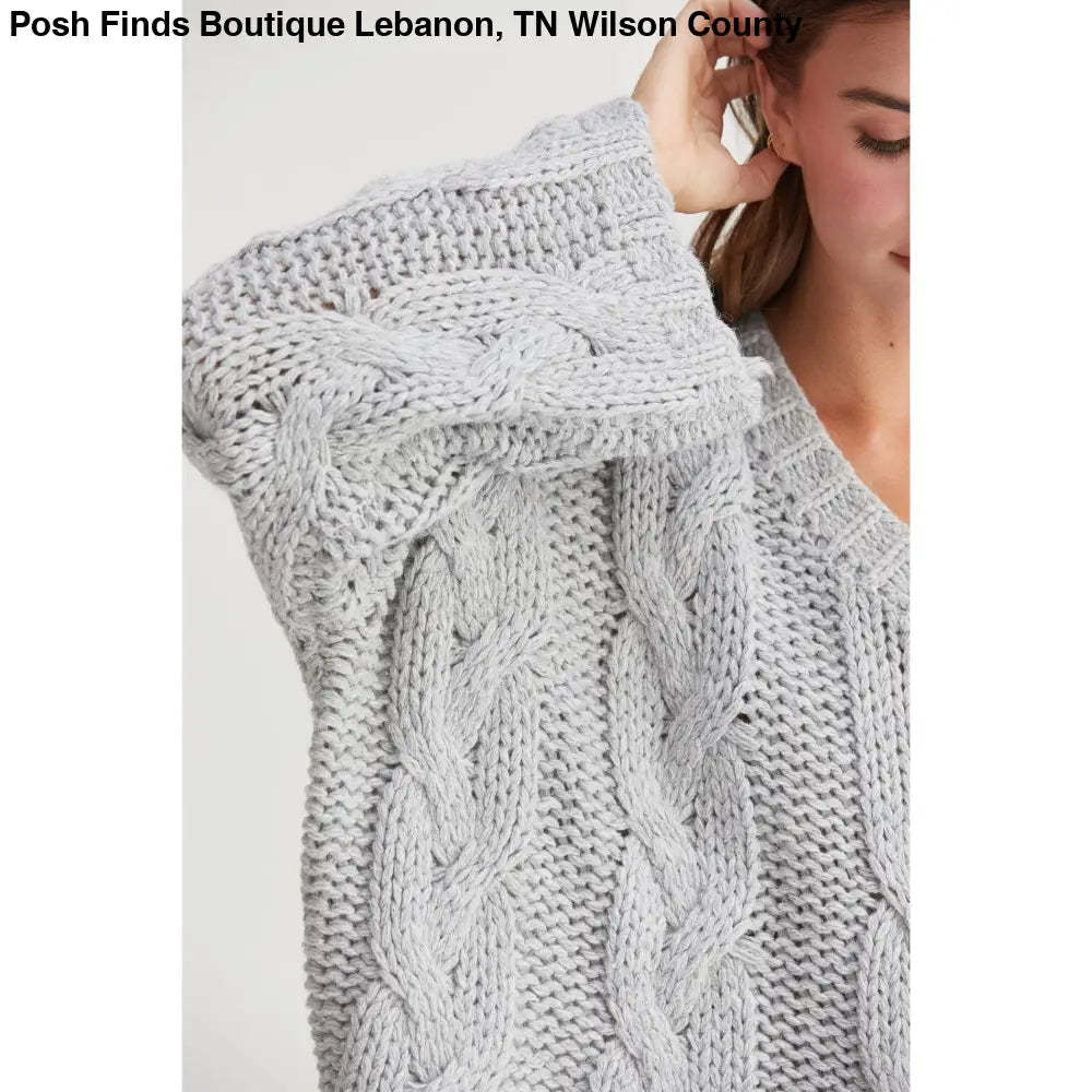 Cable Knit Oversized Sweater: TAUPE - Posh Finds