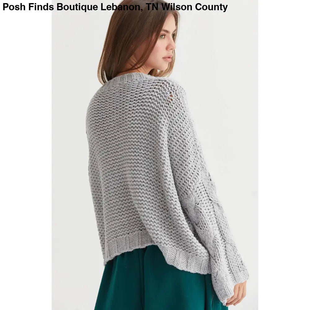 Cable Knit Oversized Sweater: TAUPE - Posh Finds