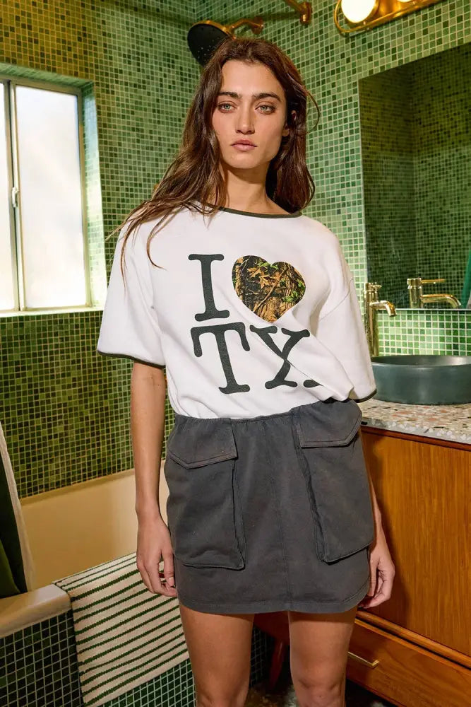 Cargo Style Washed Skort W Built-In Micro Shorts: Charcoal - Posh Finds