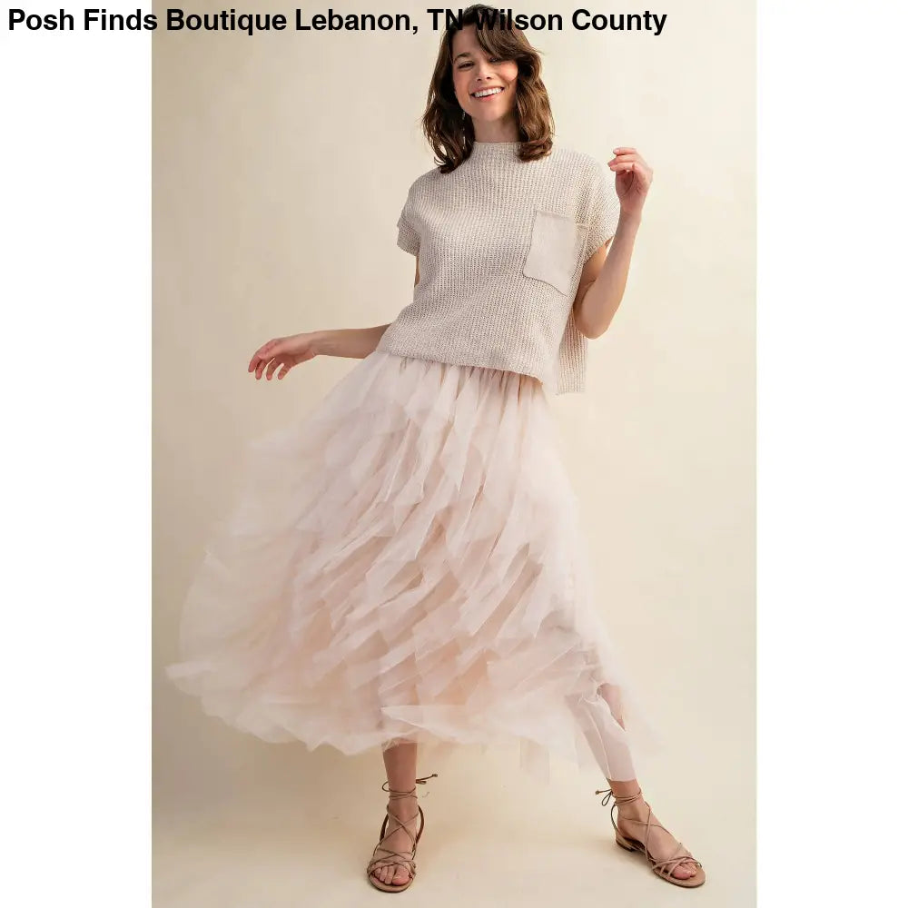 CASCADING TULLE MESH LAYERED MAX SKIRT: Pink - Posh Finds
