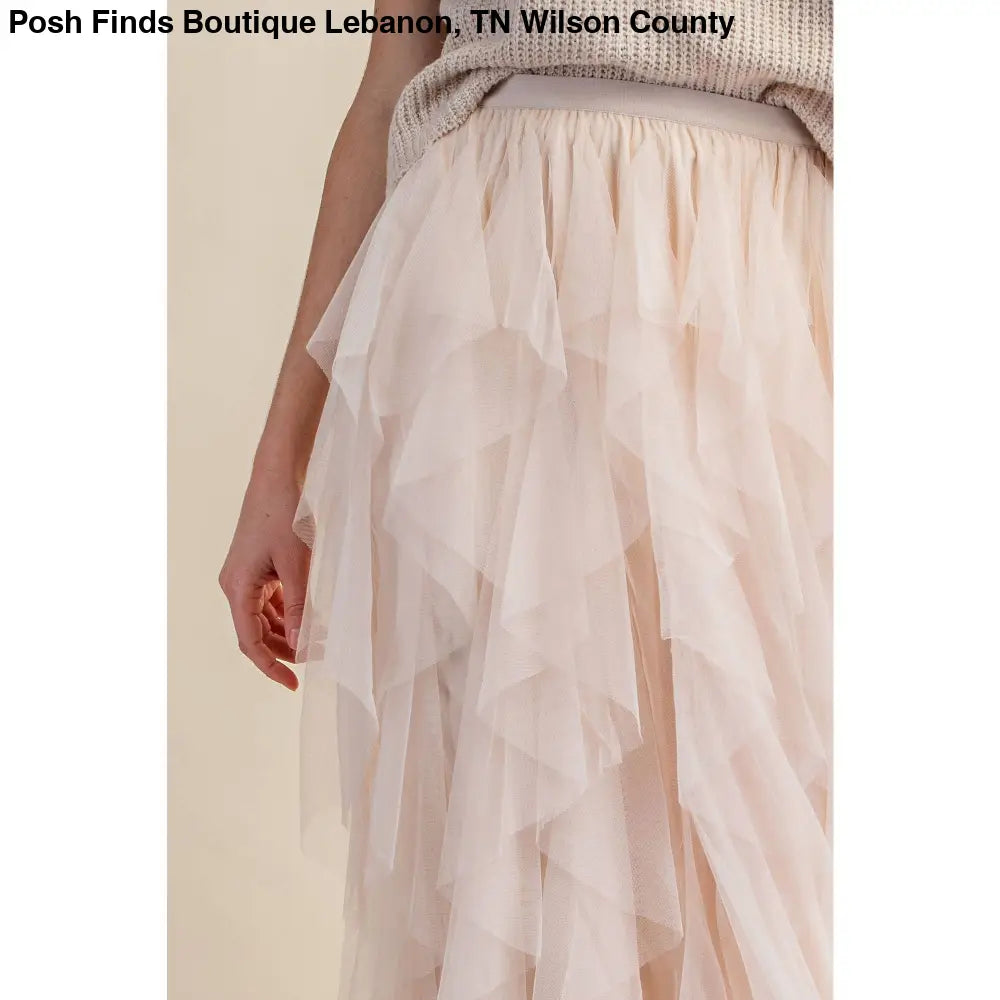 CASCADING TULLE MESH LAYERED MAX SKIRT: Pink - Posh Finds