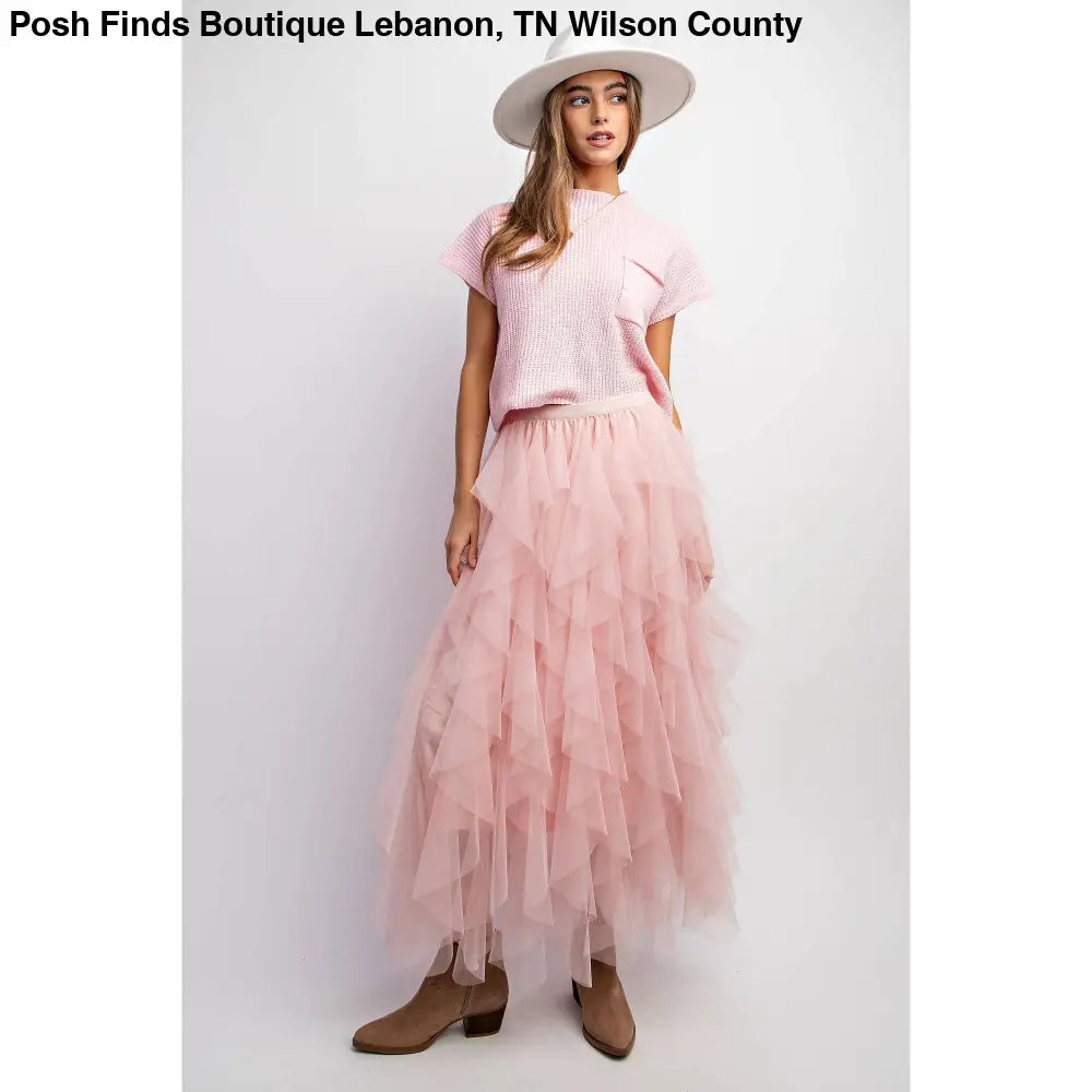 CASCADING TULLE MESH LAYERED MAX SKIRT: Mocha - Posh Finds