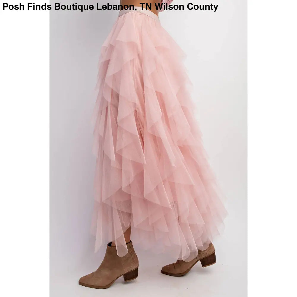 CASCADING TULLE MESH LAYERED MAX SKIRT: Mocha - Posh Finds