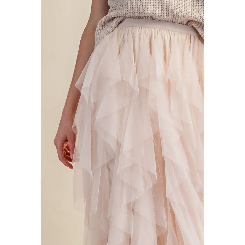 CASCADING TULLE MESH LAYERED MAX SKIRT: Pink - Posh Finds