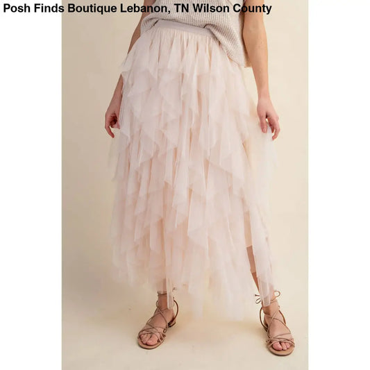 CASCADING TULLE MESH LAYERED MAX SKIRT: Pink - Posh Finds