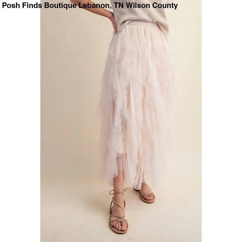 CASCADING TULLE MESH LAYERED MAX SKIRT: Pink - Posh Finds