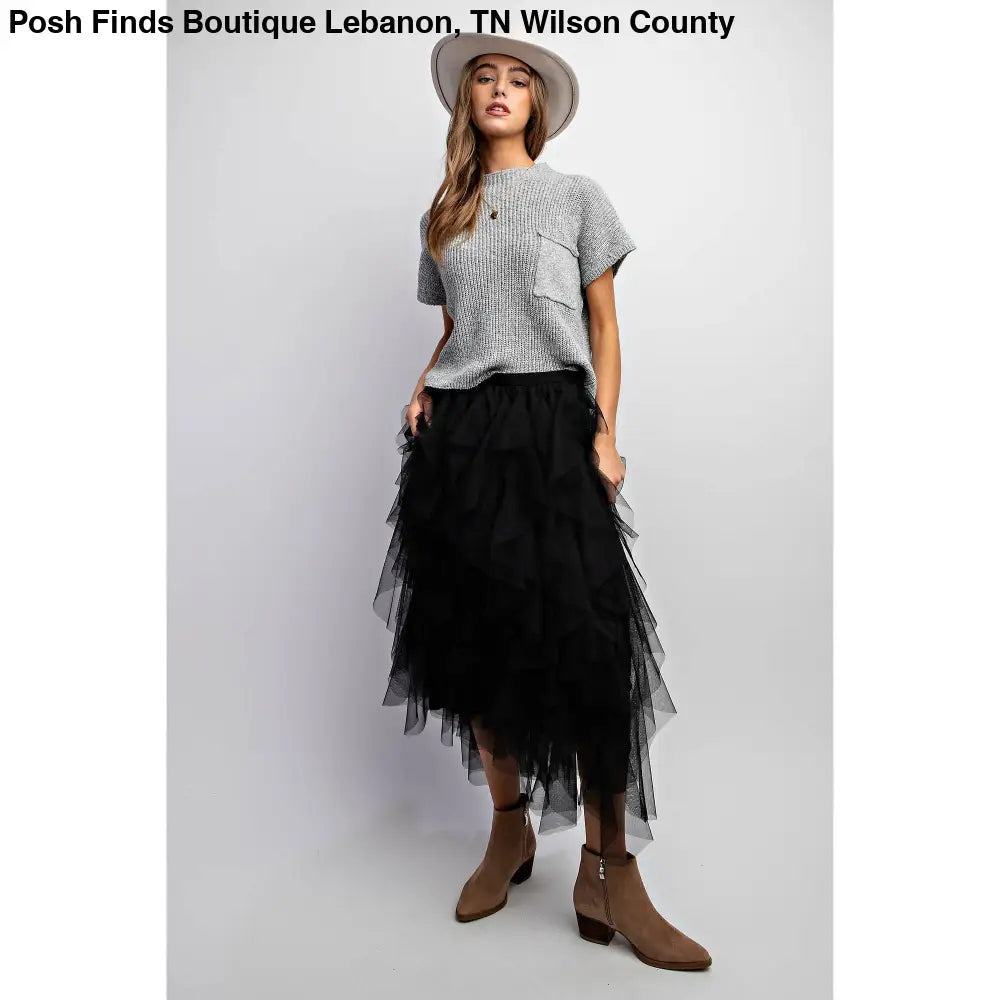 CASCADING TULLE MESH LAYERED MAX SKIRT: Pink - Posh Finds