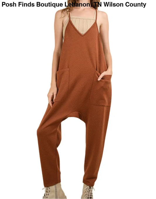 Casual Baggy Knit Jumpsuit: COCOA - Posh Finds