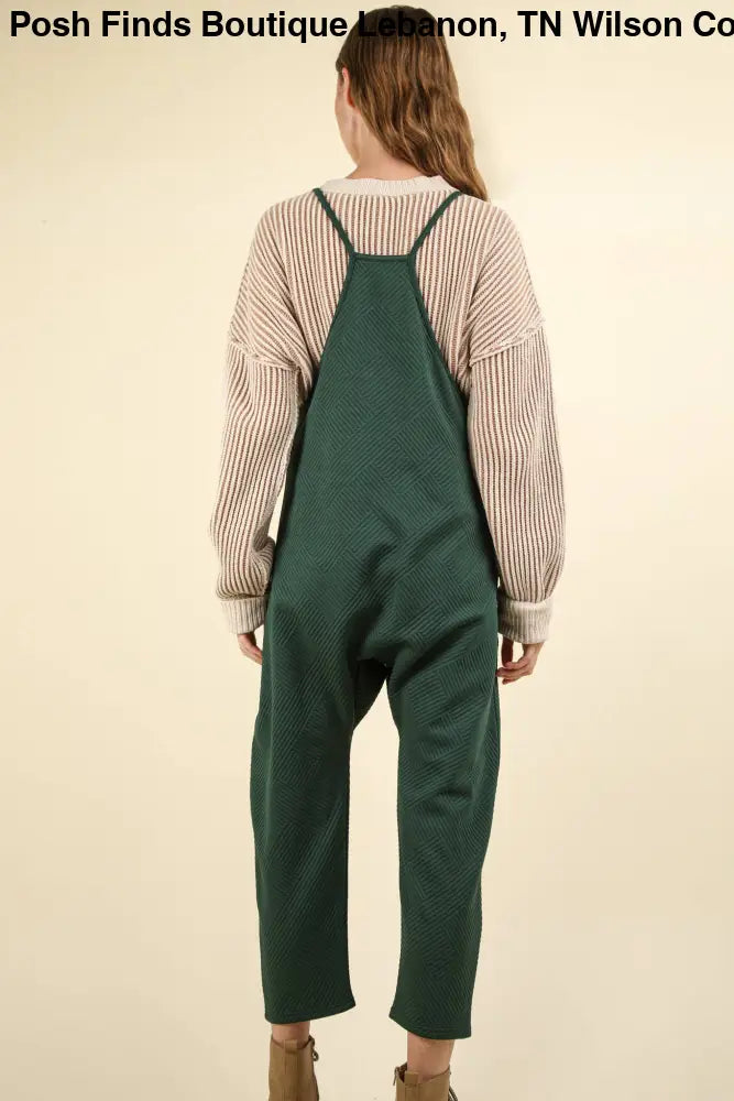 Casual Baggy Knit Jumpsuit: FOREST - Posh Finds