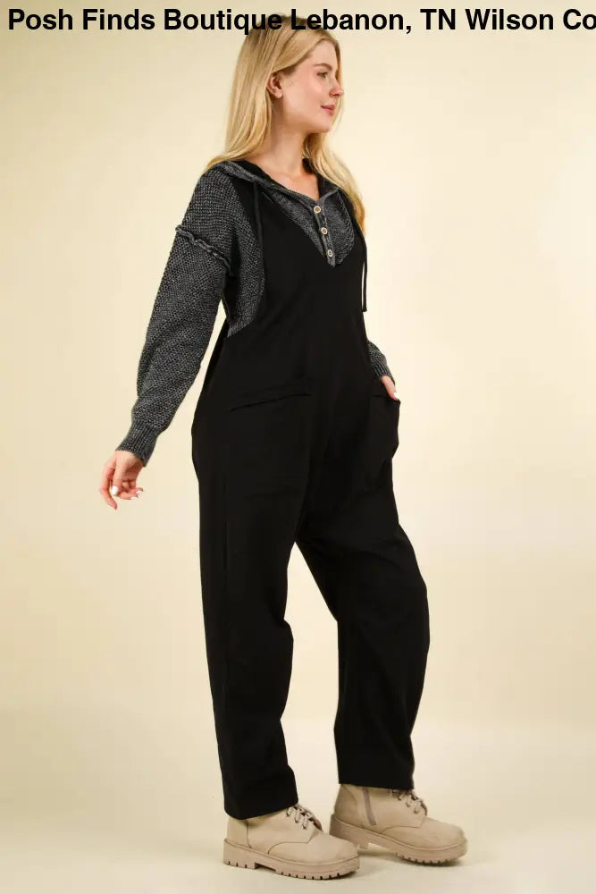Casual Loose Fit Solid Knit Baggy Jumpsuit: BRICK - Posh Finds