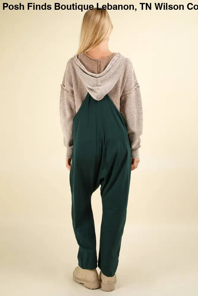 Casual Loose Fit Solid Knit Baggy Jumpsuit: BRICK - Posh Finds