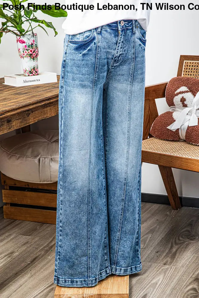 Central Seamed Wide Leg High Waist Jeans - Posh Finds