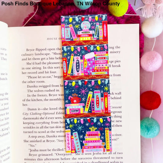 Christmas Book Shelf Bookmark: Laminated - Posh Finds