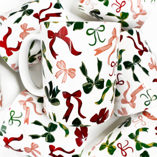 Christmas Bows Ceramic Coffee Mug 11 oz. - Posh Finds