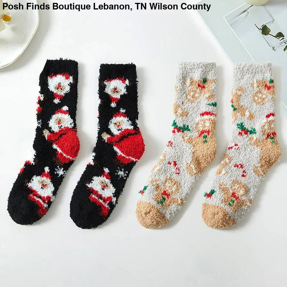 Christmas Pattern Fuzzy Socks - Posh Finds
