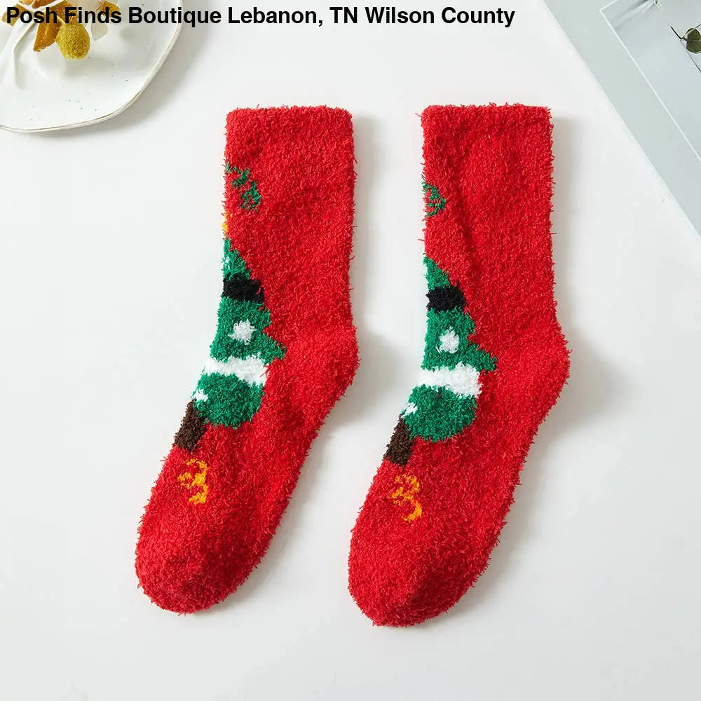 Christmas Pattern Fuzzy Socks - Posh Finds