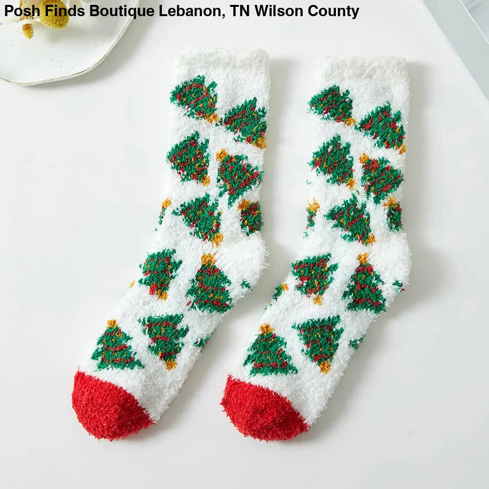 Christmas Pattern Fuzzy Socks - Posh Finds