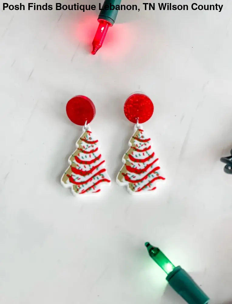 Christmas Tree Snack Dangle Earrings - Posh Finds