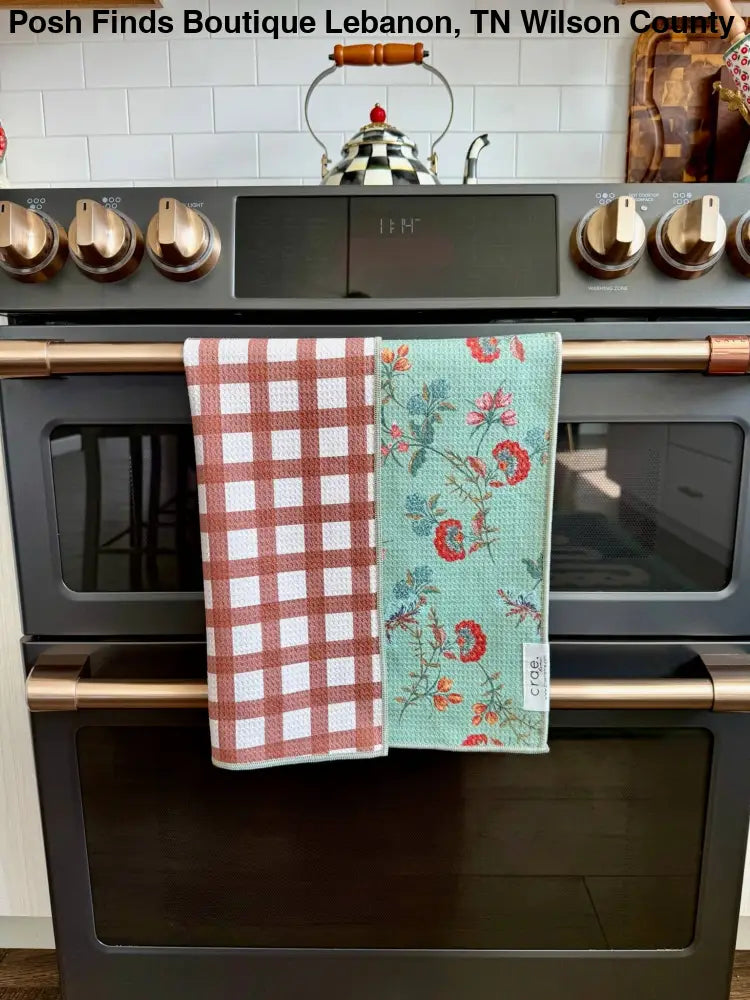 Clarice: Reversible Hand Towel: Green/Brown / 19x29 / Hand Towel - Posh Finds