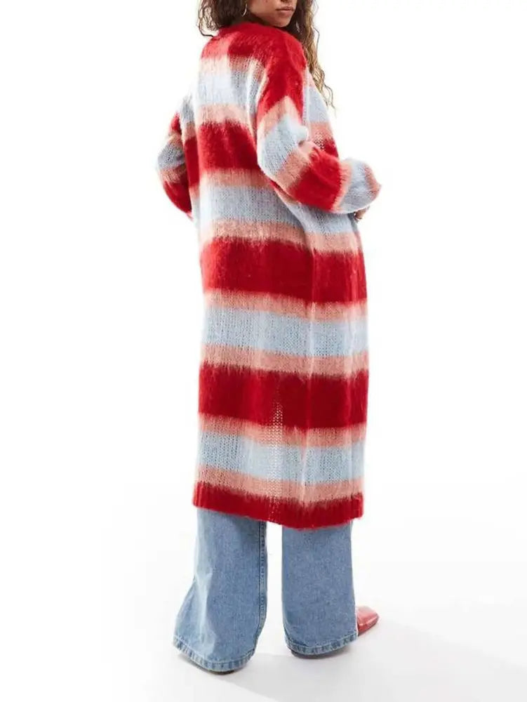 Color Block Long Sleeve Sweater: Red / Missy / S - Posh Finds