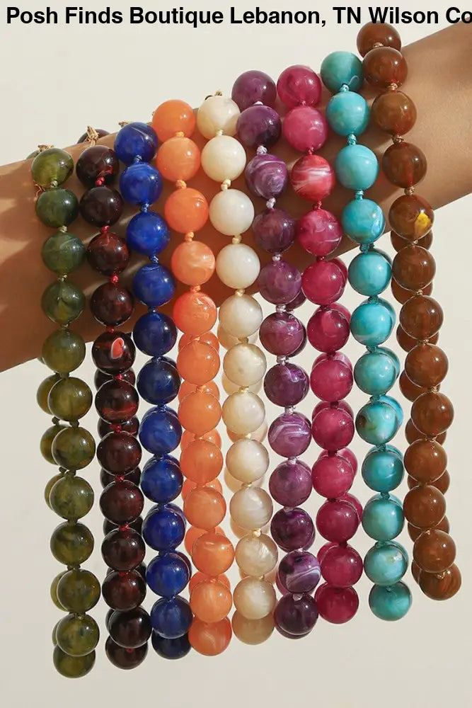 Colorful Resin Bead Necklace - Accessories
