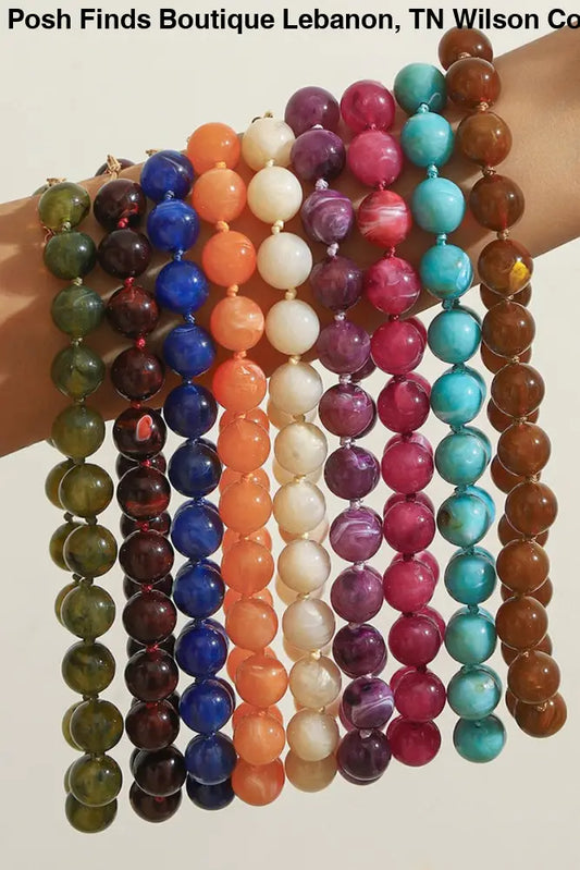 Colorful Resin Bead Necklace - Accessories