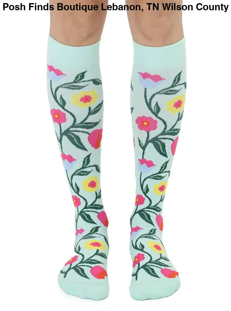 Compression Socks - Flowering Vines - Pale Green - Posh Finds