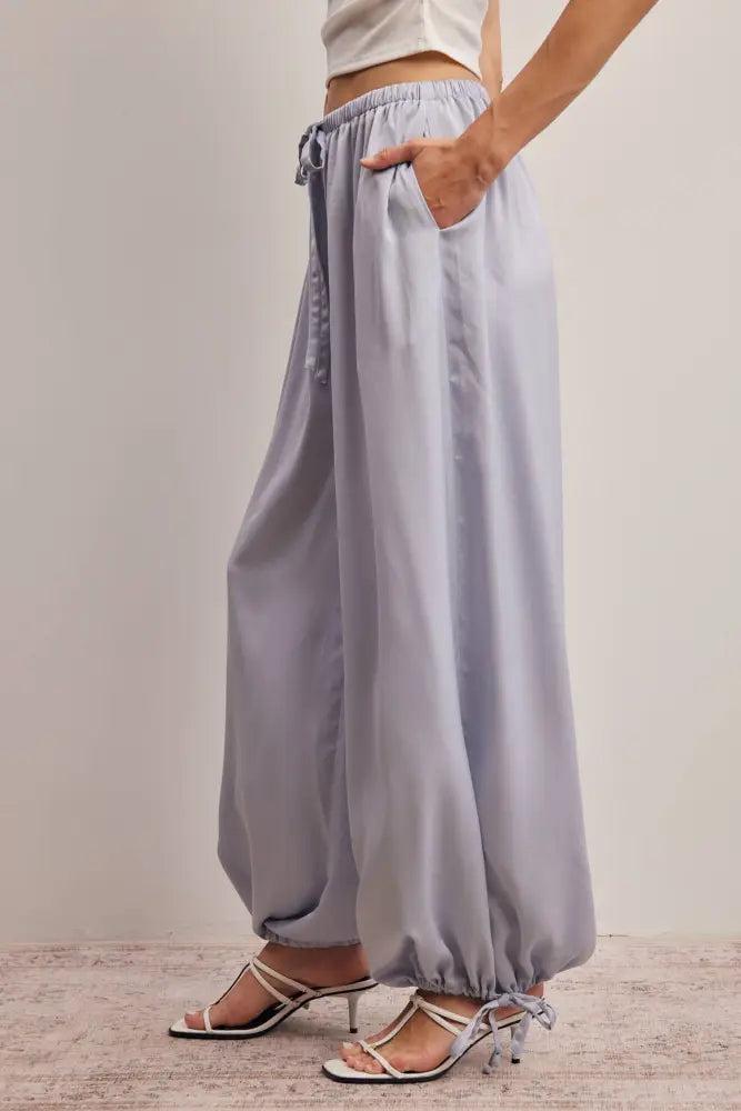 Convertible Wide Leg Tie Hem Pants FP0022: Burgundy / Contemporary / S