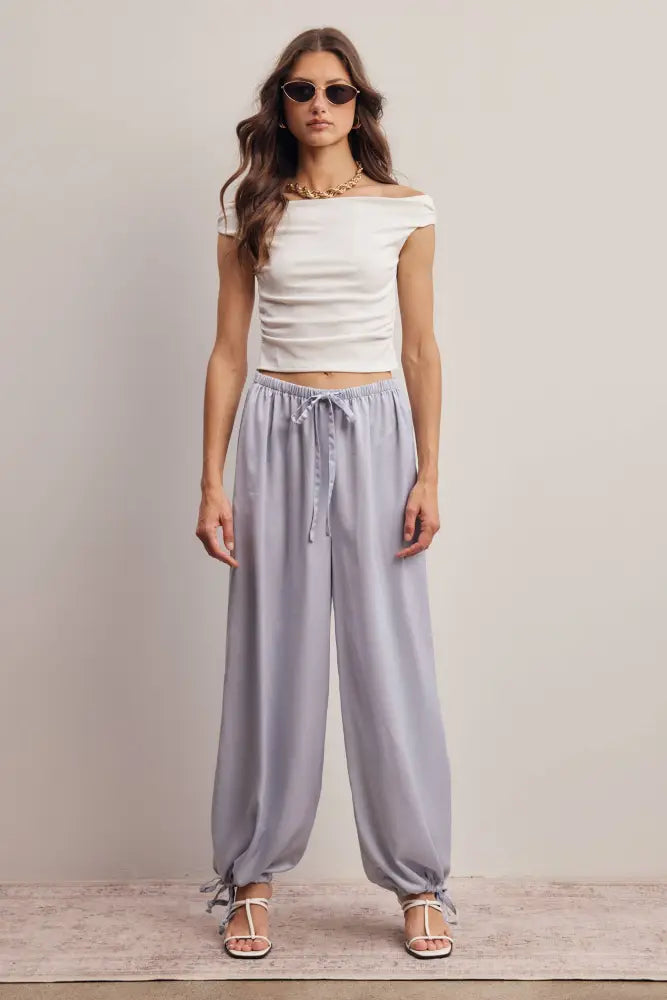 Convertible Wide Leg Tie Hem Pants FP0022: Burgundy / Contemporary / S