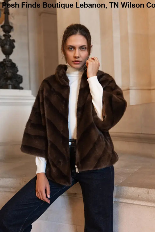 Copenhagen faux fur cape jacket - Chocolate - Posh Finds