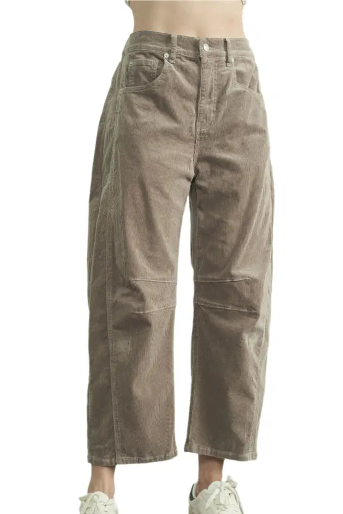 CORDUROY SLOUCHY RELAX FIT PANTS IN MOSS - Posh Finds