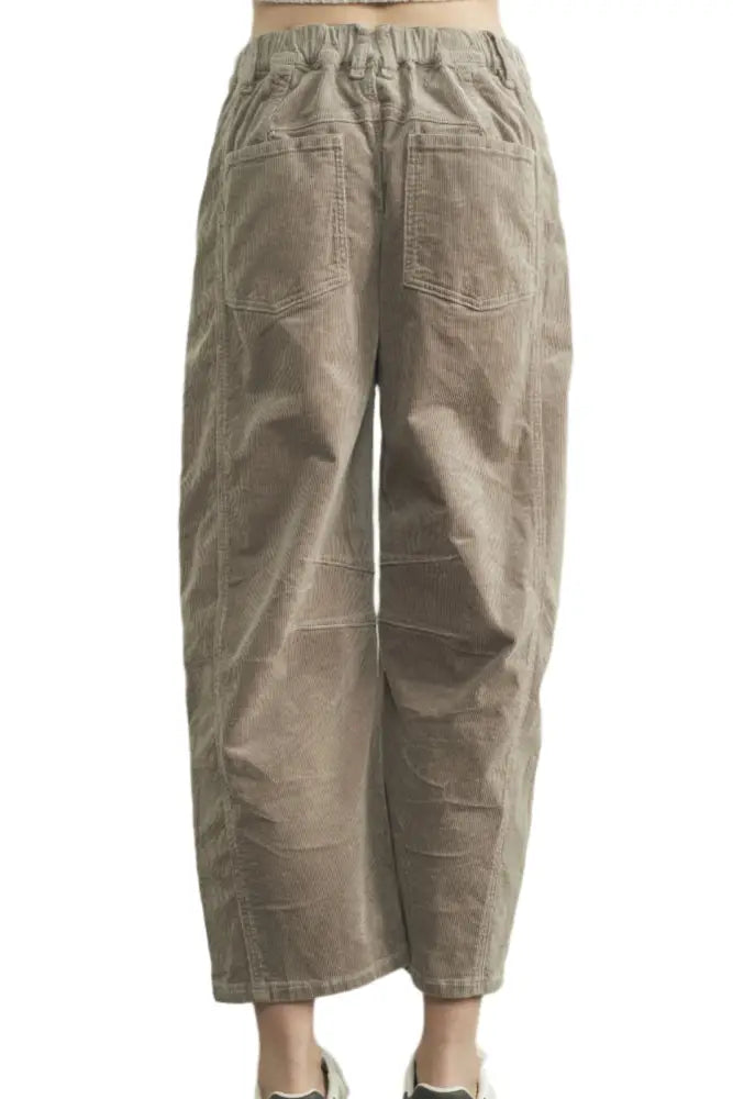 CORDUROY SLOUCHY RELAX FIT PANTS IN MOSS - Posh Finds