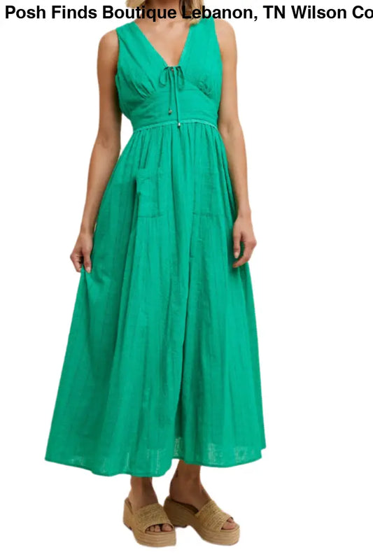 COTTON EYELET SLEEVELESS DRESS: KELLY GREEN - Posh Finds