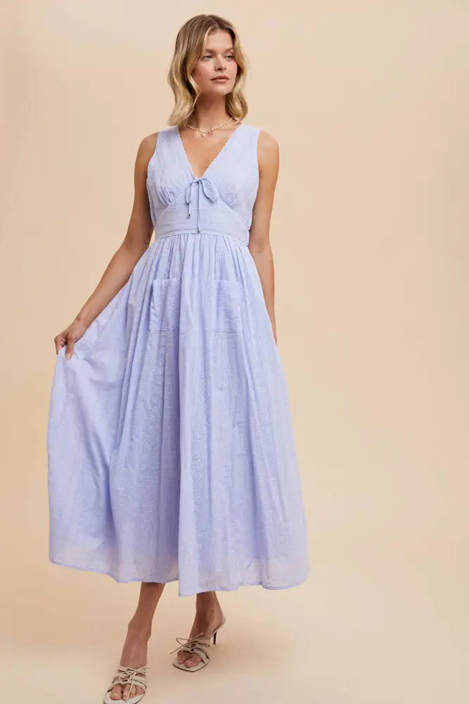 COTTON EYELET SLEEVELESS DRESS: KELLY GREEN - Posh Finds