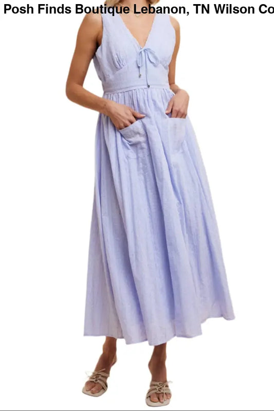 COTTON EYELET SLEEVELESS DRESS: LILAC - Posh Finds