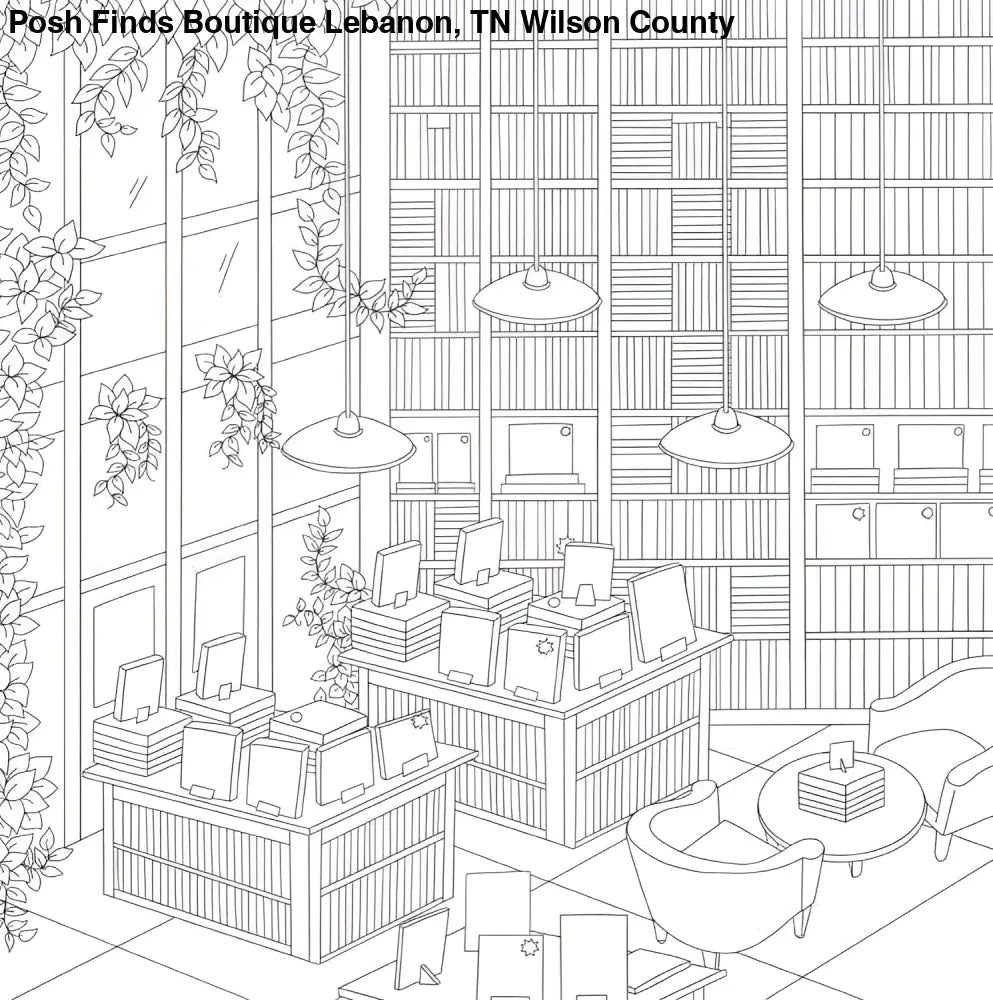 Cozy Bookshops: Colouring Book - Posh Finds