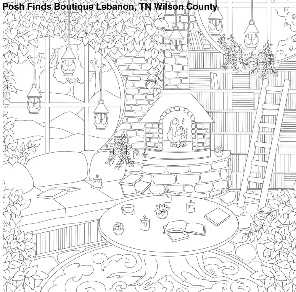 Cozy Bookshops: Colouring Book - Posh Finds