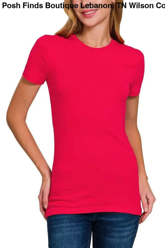 Crew Neck Short Sleeve Tee: RUBY - Posh Finds