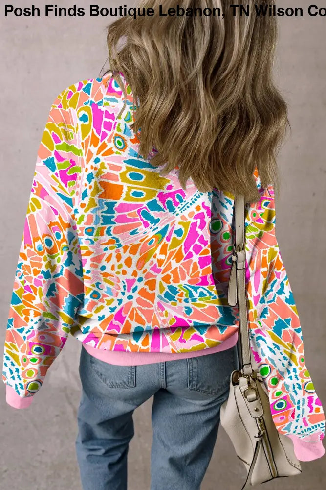 Dazzling Abstract Printed Loose Fit Sweatshirt - Posh Finds