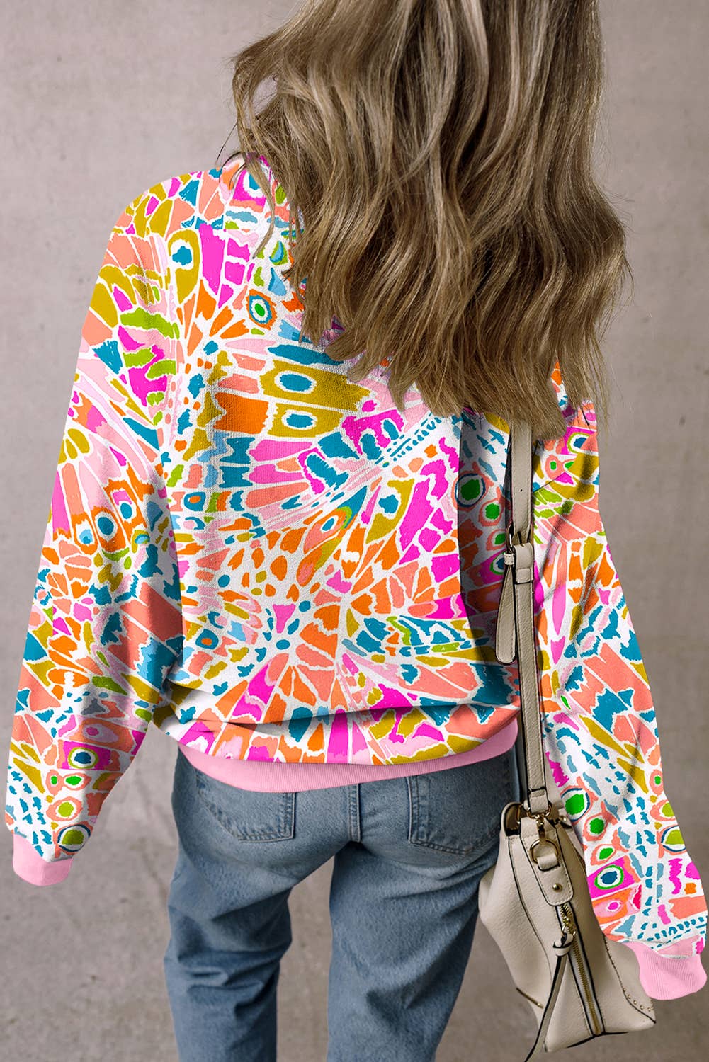 Dazzling Abstract Printed Loose Fit Sweatshirt